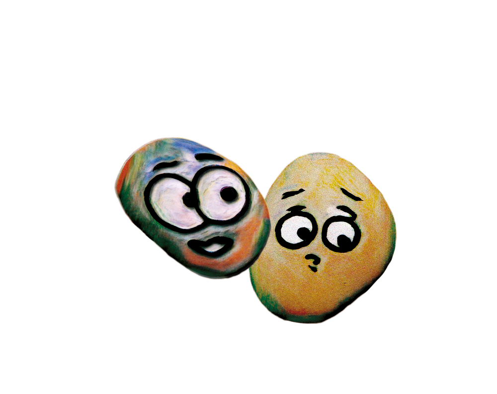 2 bemalte Steine mit Augen