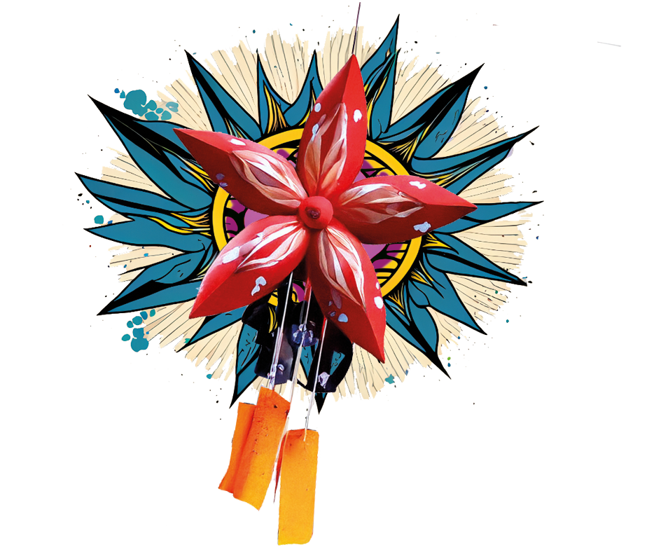 Grafik eines kreativ gestalteten Windspieles